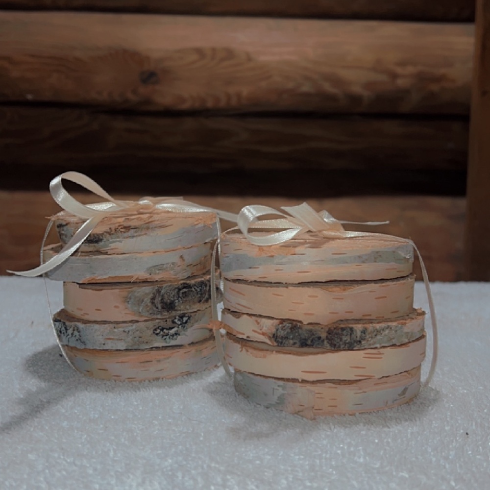 Coasters white birch 5 pack